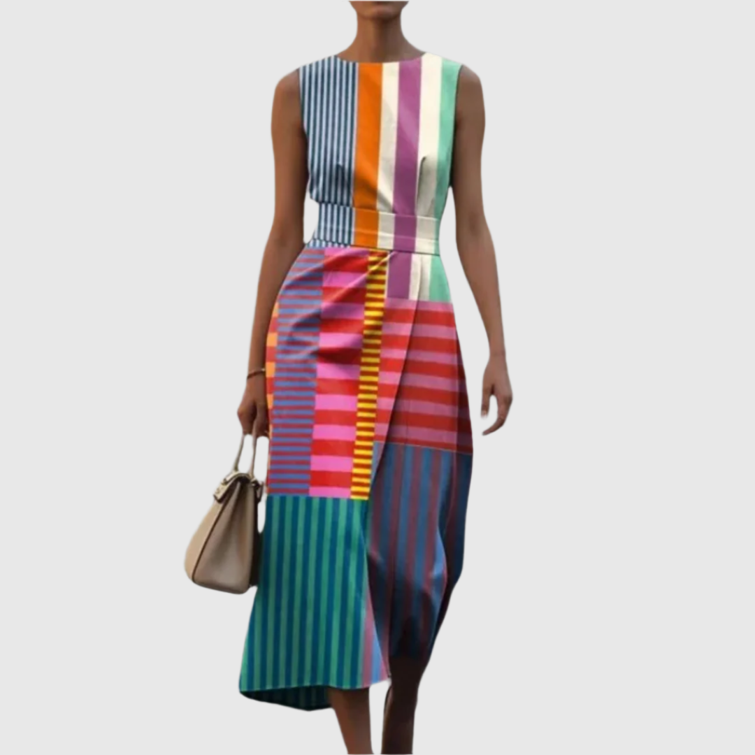 Tuotekuva – Celine™ – Tyylikäs geometrisesti kuvioitu mekko