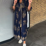 Tuotekuva – Rose™ – Vintage-henkinen rento midimekko V-pääntiellä