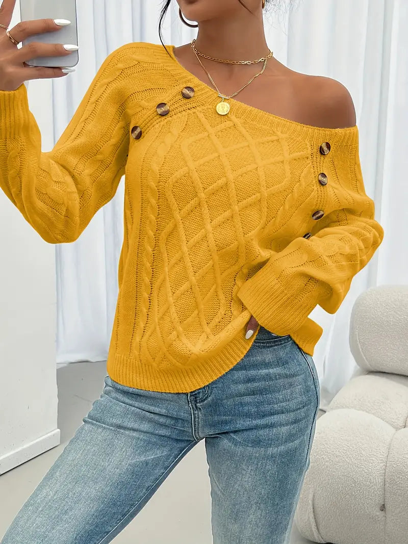 Tuotekuva – Lina – Naisten rento neule pyöreällä pääntiellä