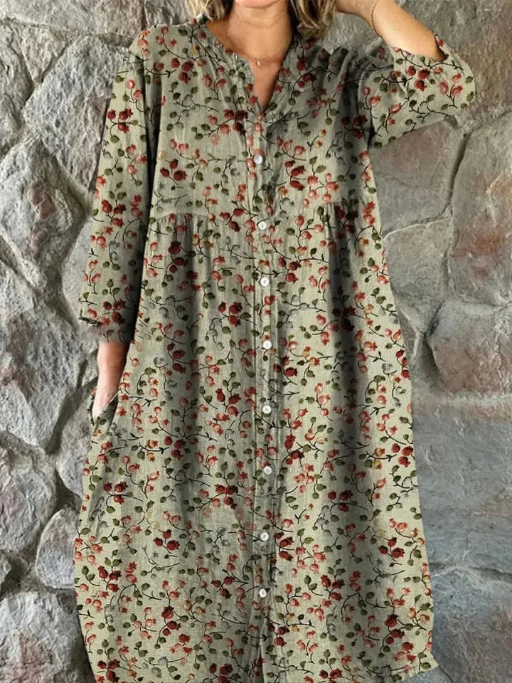 Tuotekuva – Vintage-henkinen kukkamekko taskuilla