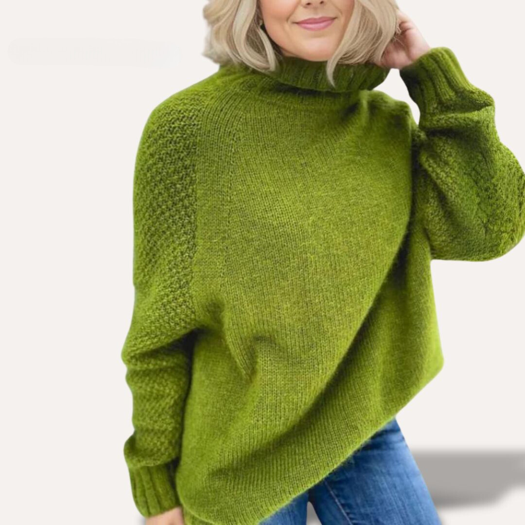 Tuotekuva – Eleganza™ – Naisten tyylikäs pooloneule poolokauluksella ja kauluksella