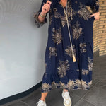 Tuotekuva – Rose™ – Vintage-henkinen rento midimekko V-pääntiellä