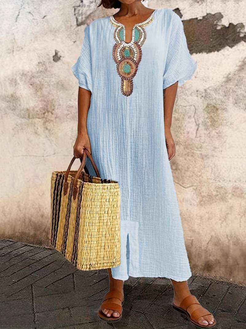 Tuotekuva – Demi™ – Boho-henkinen maksimekko halkiolla
