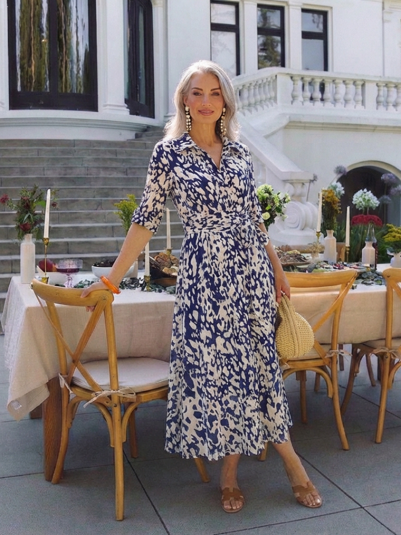 Tuotekuva – Oriana – Midimekko pitkillä hihoilla ja vyöllä