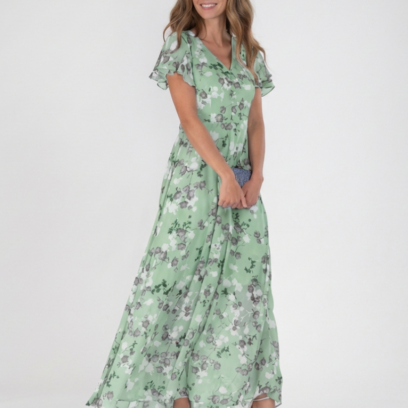 Noémie | Maxi-mekko kukkakuvioisesta sifongista