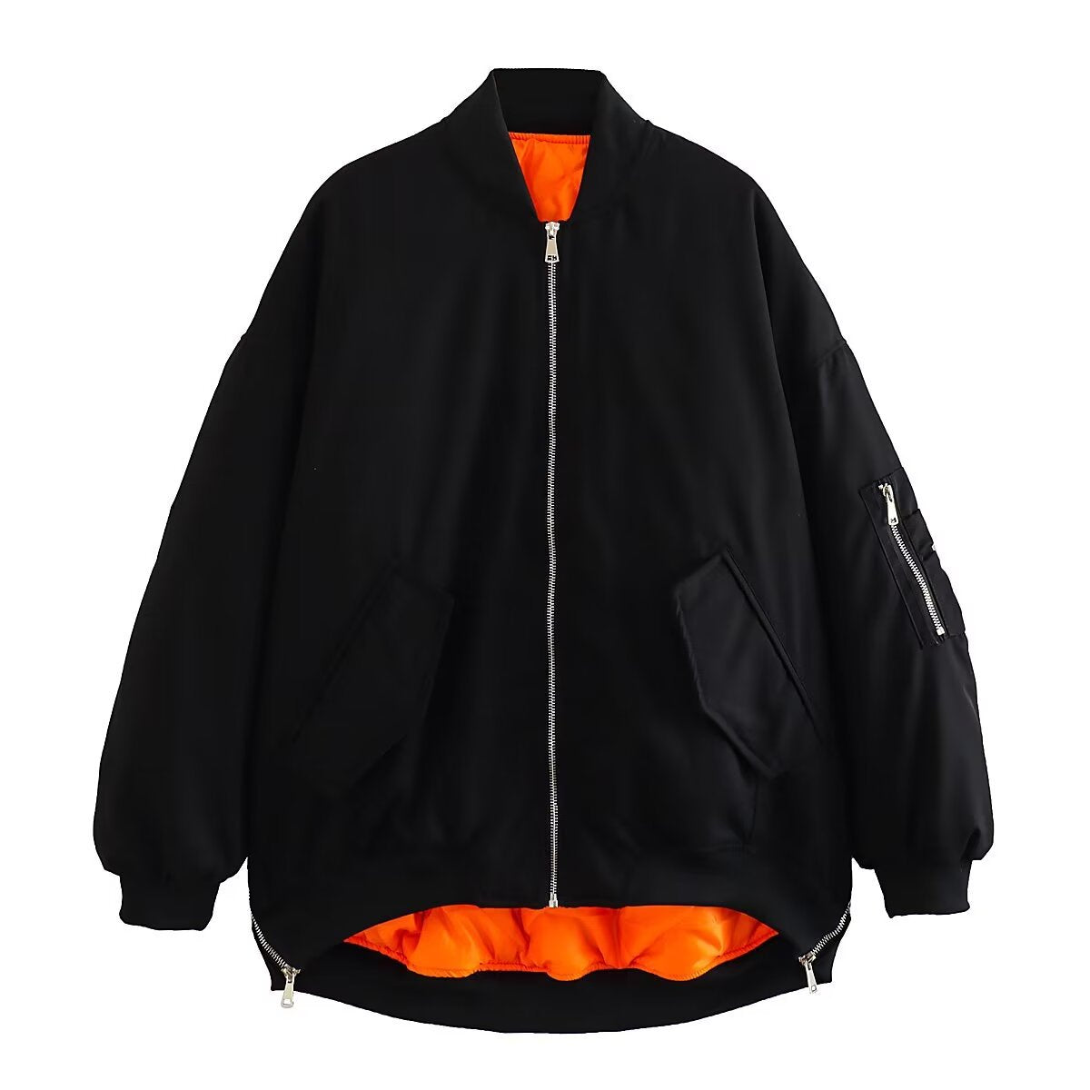 Tuotekuva – Ylikokoinen bomber-takki taskuilla