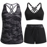 Mariana | Kolme osaa sisältävä urheilullinen tankini, jossa on taskut