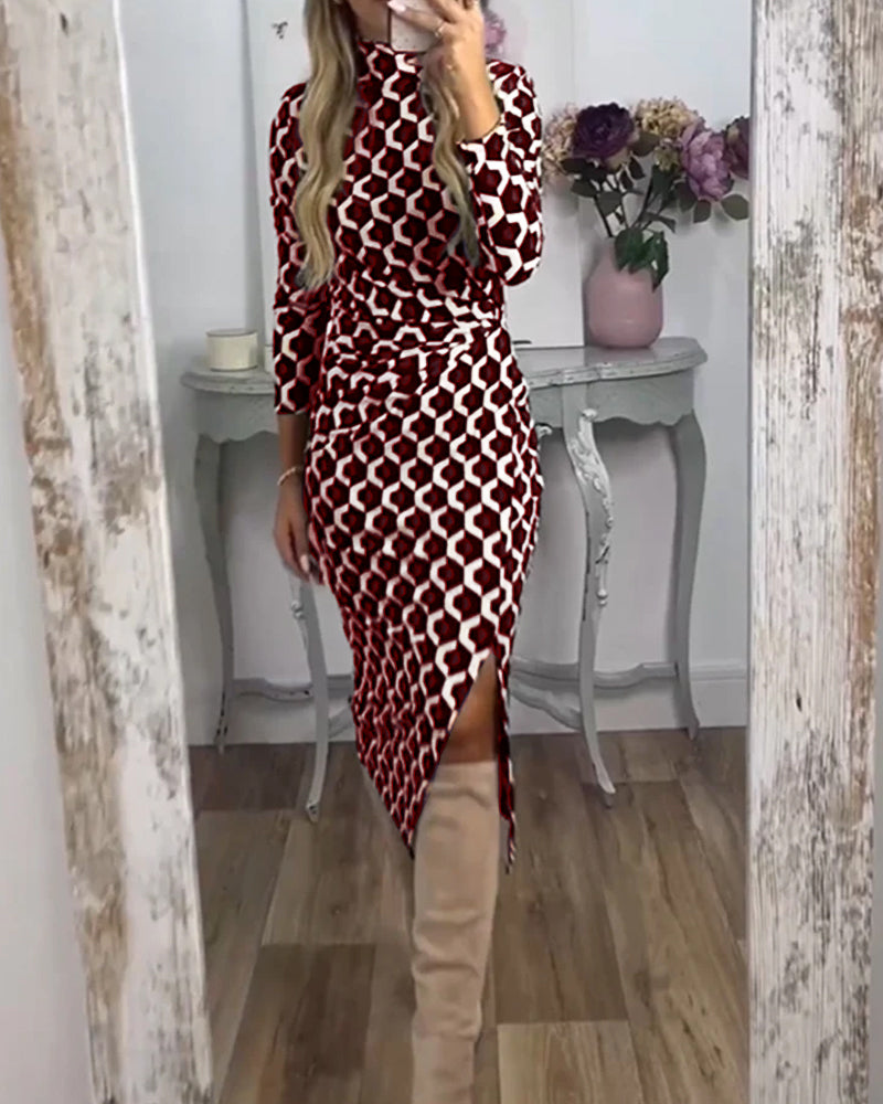 Tuotekuva – Donna™ – Rento kuvioitu mekko halkiolla