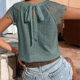 Tuotekuva – Keshia™ – Tyylikäs pusero solmittavalla nauhalla ja sirkka-yksityiskohdilla