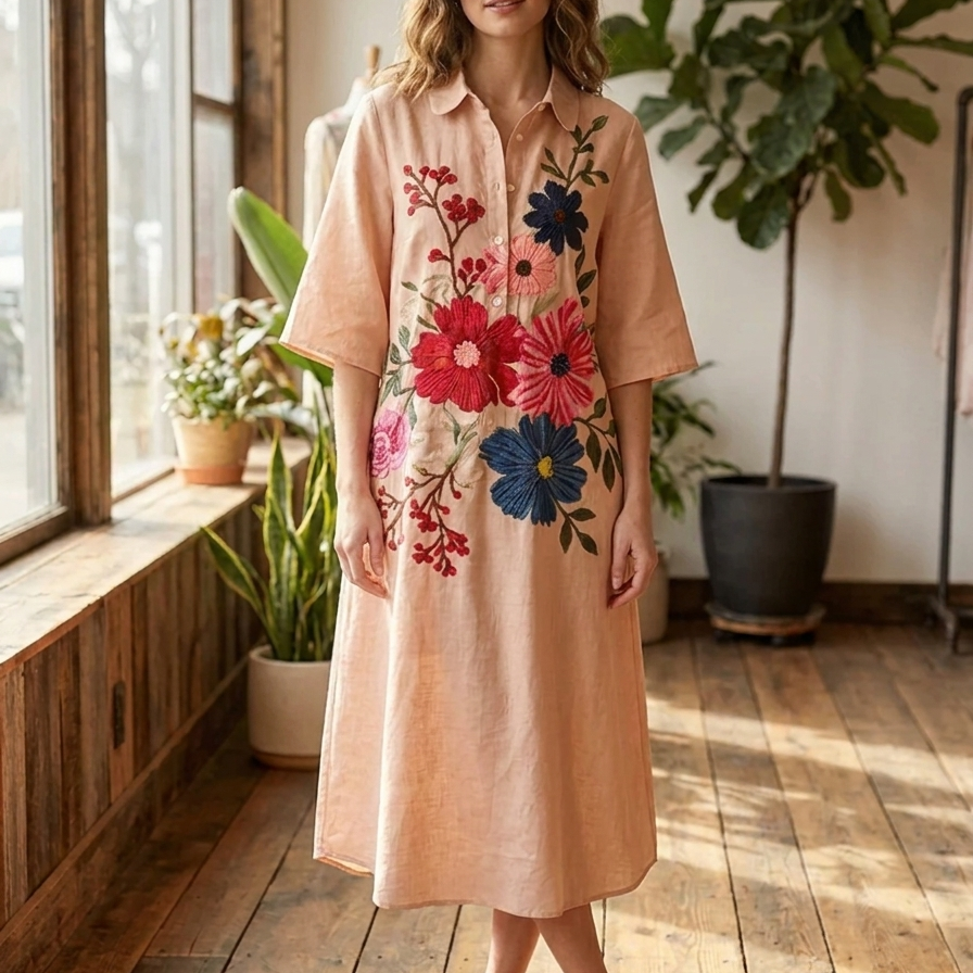 Tuotekuva – Sofia – Vintage-henkinen pitsinen mekko taskuilla