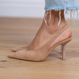 Marlena - Slingback-korkokengät nude ohuella korolla